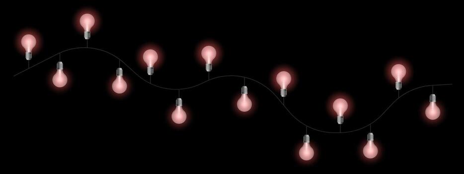 A string of lights with red bulbs on a black background vector