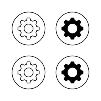 engranaje ajustes icono conjunto en circular describir. rueda dentada símbolo para sistema preferencias y configuración vector