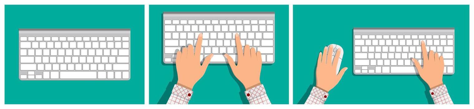 Hands on keyboard and mouse vector