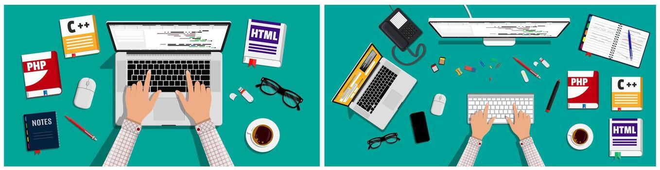 hombre programador codificación con ordenador portátil vector