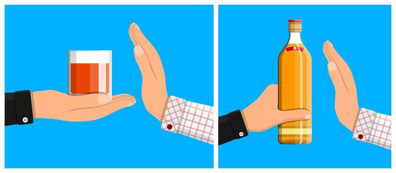 Man refusing alcohol. vector