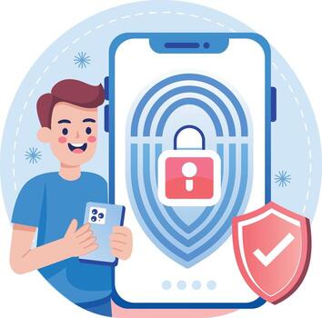 Mobile security illustration for users vector