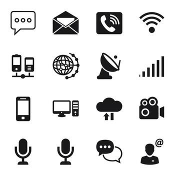 Modern Communication and Technology Icons for Digital and Print Use vector