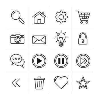 Minimalist Interface Icon Set for User Experience and Application Design vector