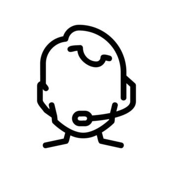 línea Arte icono de un llamada centrar operador con un auriculares vector