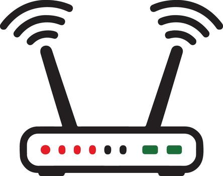 Modern wireless router broadcasting wi fi signal with antennas for connectivity advertising vector