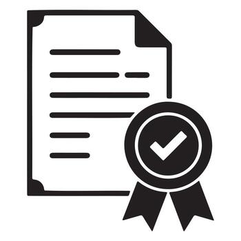 Approved certification document with red green blue checkmark ribbon and text vector