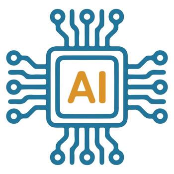 Advanced artificial intelligence chip with integrated circuitry and ai symbol design vector