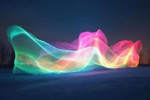 A long exposure photograph of a colorful wave photo