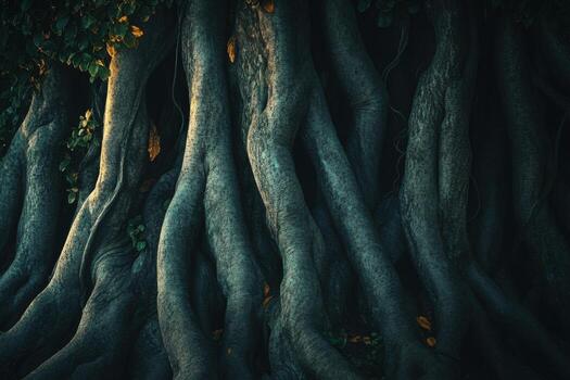 The roots of a tree are shown in this photo