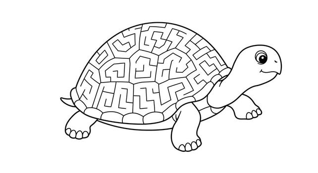 colorante página de un Tortuga con sus cáscara diseñado como un sencillo laberinto modelo vector
