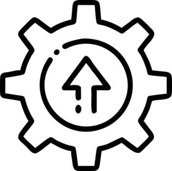 Gear with Arrow Up Line Icon Outline art Symbol for Settings, Upgrade, Optimization, Progress, Growth, Development vector