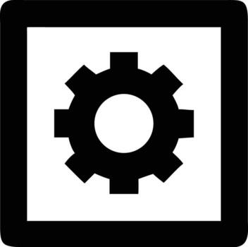 Gear Inside Box Silhouette Icon Settings, Configuration, Package, Tools, Customization, Software, Logistics, System Symbol vector
