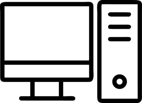 Home Desktop Computer Flat Icon Personal PC art Symbol for Apps, Websites, UI UX, Technology, Office, Productivity Design vector