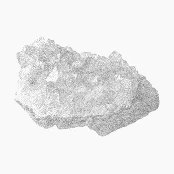 Transparent mineral with visible texture. Stipple detail, faded halftone, dusty print noise and subtle photocopy blur. vector