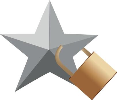 candado cierre un cinco puntiagudo estrella simbolizando seguridad y proteccion vector