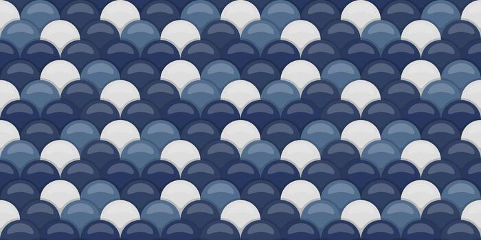 Seamless pattern of overlapping scales in shades of navy and white. Elegant, modern design perfect for website backgrounds, textile prints, or decorative projects. vector
