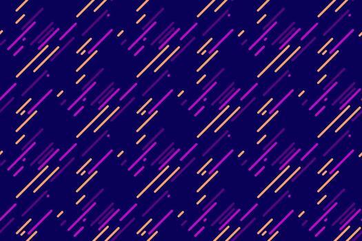 Dynamic abstract pattern with diagonal lines in vibrant purple and orange hues on a deep blue background. Perfect for modern designs, website backgrounds, or textile prints. vector