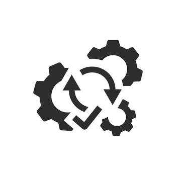 process automatic mode icon, automatism, switch self, flat symbol - editable stroke illustration vector