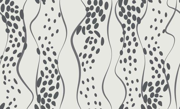 Seamless pattern with wavy lines and dots. Repeating decorative texture with flowing polka dot motion. Wave ripple background. Simple linear graphic. vector