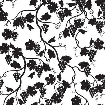 Wine pattern with grape branch. Wineyard seamless Garden background vector
