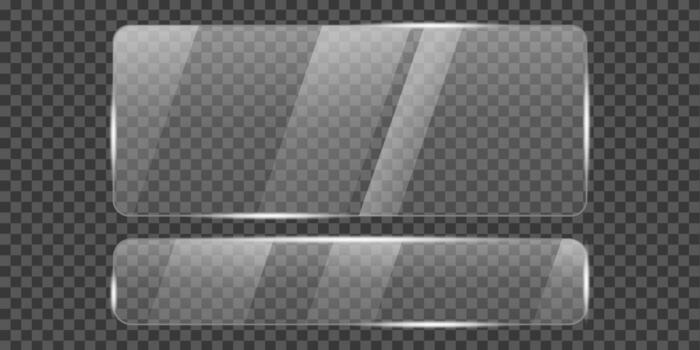 Set of two glass plates, one large rounded rectangular and the other long and thin vector