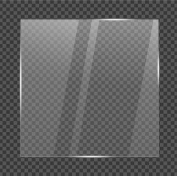 rectangular, transparente y reflexivo vaso plato con brillante reflexiones en el bordes vector