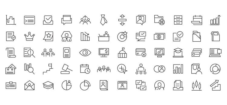 Headhunting line icon set. Career, resume, interview, candidate, analysis, email, leadership, briefcase, calls, agendas line icon set. UI thin line icon pack. vector