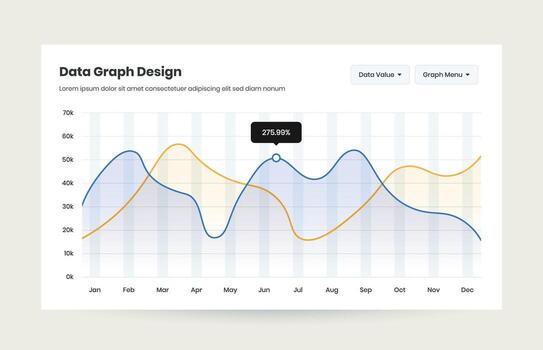Professional data analysis infographic presentation wavy graph design for dashboard vector