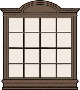 Arched window frame with grid panes architectural vector