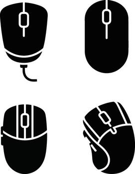 Black solid icon computer mouse icons set vector