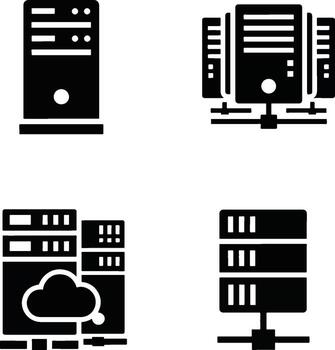 solid icon server data center network cloud computing icons set vector