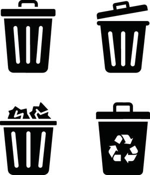solid icon trash can recycle bin garbage icons collection vector