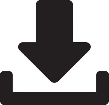 Downloading Files Simple Black Arrow Icon on White Background, Digital Download Symbol, User-Friendly Interface Element vector