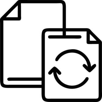 A black and white image of a document with a circular arrow vector