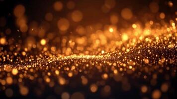 dinámica dorado partículas fluido en resumen ola patrones en oscuro antecedentes para festivo efectos video