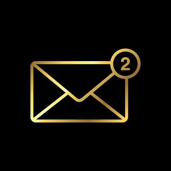 Two Inbox Line Art Gold Color Trendy Envelope Icon Template vector