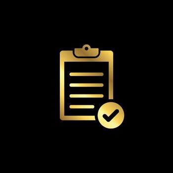 Approve Check Mark Gold Color Simple Clipboard Icon Template vector