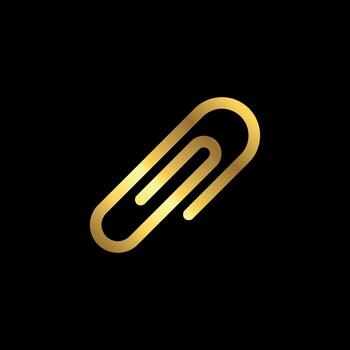 Simple Line Art Gold Color Simple Paperclip Icon Template vector