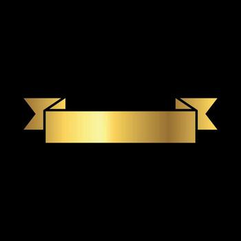 Folding 2 Side Gold Color Blank Ribbons in Flat Style Template vector