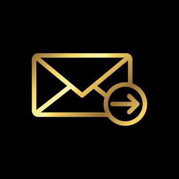 Forward Arrow Line Art Simple Gold Color Trendy Envelope Icon Template vector