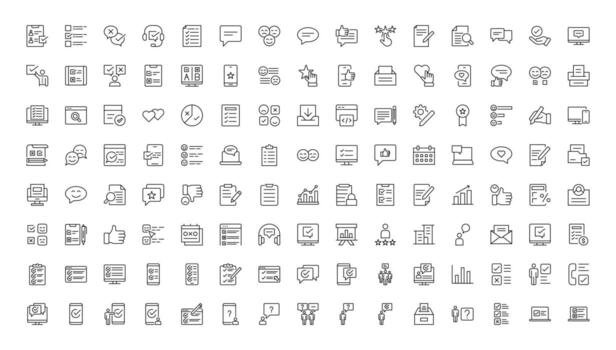 Survey feedback, testimonial, customer thin line icons. For website marketing design, logo, app, template, ui, vector