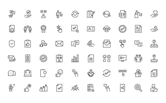 Survey feedback, testimonial, customer thin line icons. For website marketing design, app, template, ui, etc. vector