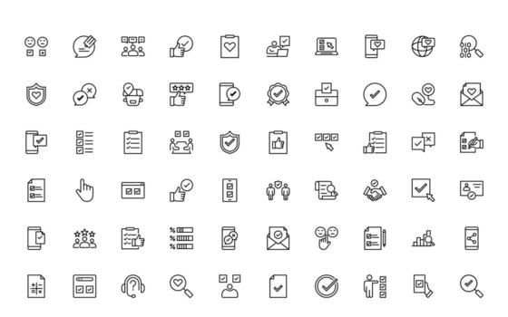 Survey feedback, testimonial, thin line icons. For website marketing design, logo, app, template, ui, etc. vector