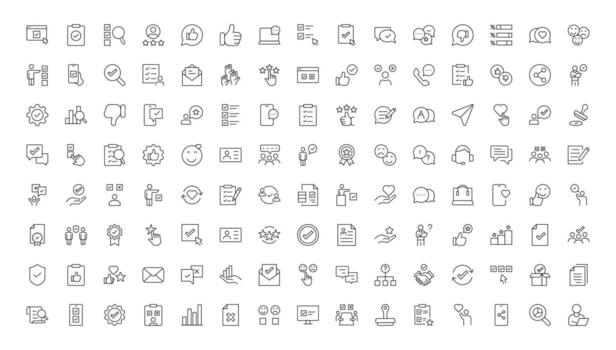 Survey feedback, testimonial, customer thin line icons. For website marketing design, logo, app, template, etc. vector