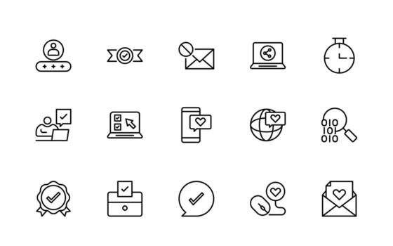 Survey feedback and testimonial, customer thin line icons. For website marketing design, logo, app, template, ui, etc. vector