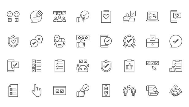 Survey and feedback, testimonial, customer line icons. For website marketing design, logo, app, template, ui, etc. vector