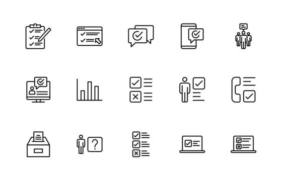 Survey feedback, testimonial, line style icons. For website marketing design, logo, app, template, ui, etc. vector