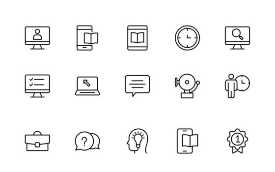 Education line icons collection. learning icon set in a flat design. Thin outline icons pack. Thin line icons set of academic subjects and education. Outline symbol collection. vector