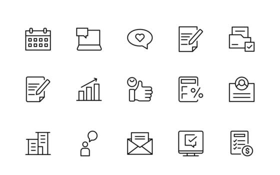 Survey feedback and testimonial, customer thin line icons. For website marketing design, logo, app, template, and more.. vector